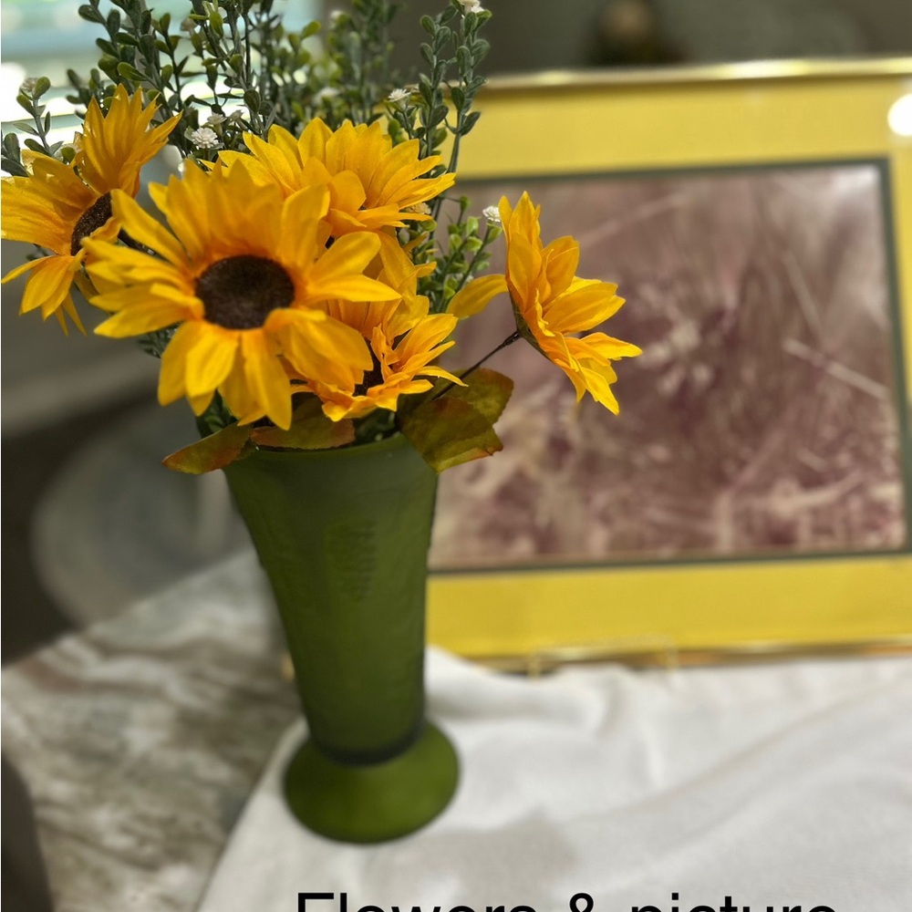 Vintage, Indiana Glass,  avocado, green satin glass  vase. Circa 1960’s